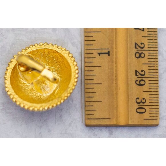 Vintage Gold Tone Diamond Rhinestone Clip On Earrings by Avon - CS1 - Picture 2 of 2